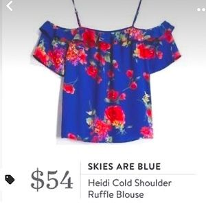 Skies Are Blue Heidi Cold Shoulder Ruffle Blouse M